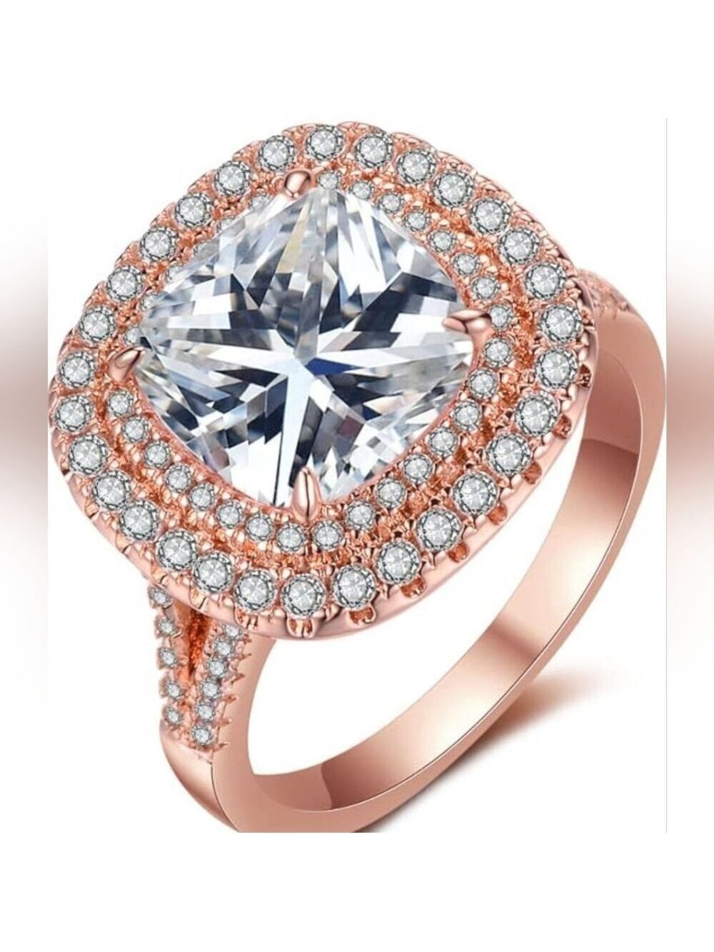 Rose Gold Cocktail Ring With Cubic Zirconia